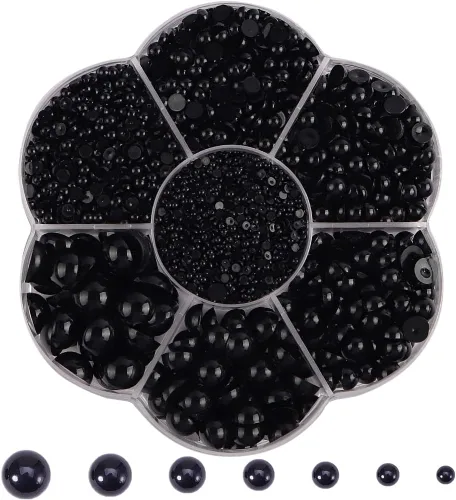 Miniatura 20 de 5700 piezas de medias perlas coloridas para manualidades, perlas de uñas para manualidades, accesorios de bricolaje, perlas de espalda plana