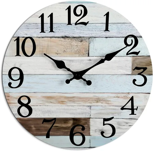 Miniatura 11 de KECYET Reloj de pared con pilas de 14 pulgadas para exteriores, estilo de playa grande, color azul, costero, retro, silencioso, sin tictac, Azul