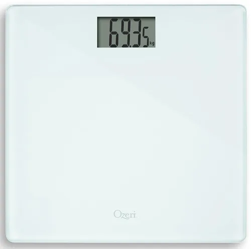 Miniatura 2 de Ozeri Báscula de baño de precisión 440 libras 4409lbs en vidrio templado con tecnología de sensor de 176oz 01 libras 01lbs y tara para bebés
