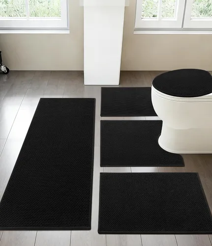 Miniatura 19 de YIHOUSE Juego de 2 tapetes de baño ultrafinos de secado rápido, tapete de baño absorbente para baño, antideslizante, lavable a máquina (beige)