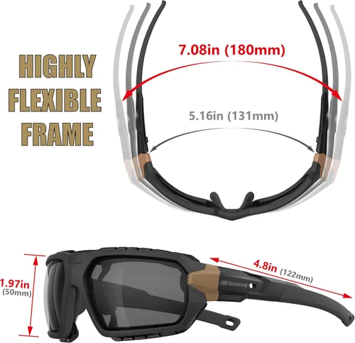 Miniatura 7 de HTS HUNTERSKY Ballistic Tactical ANSI Z87.1+ Impact Protection Anti Fog Shooting Glasses Military Grade Airsoft Range Gris negro