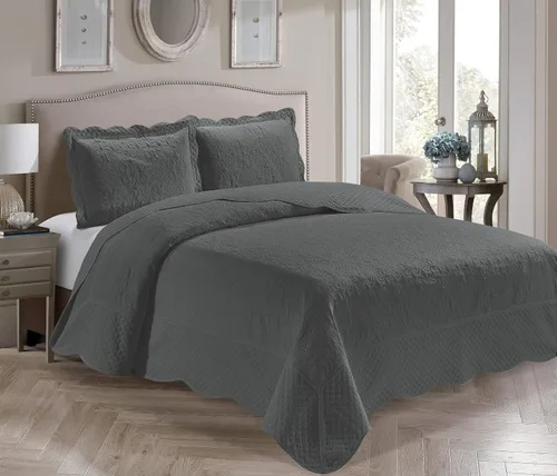 Home Collection - Colcha grande con estampado a relieve, color liso, 3 piezas
