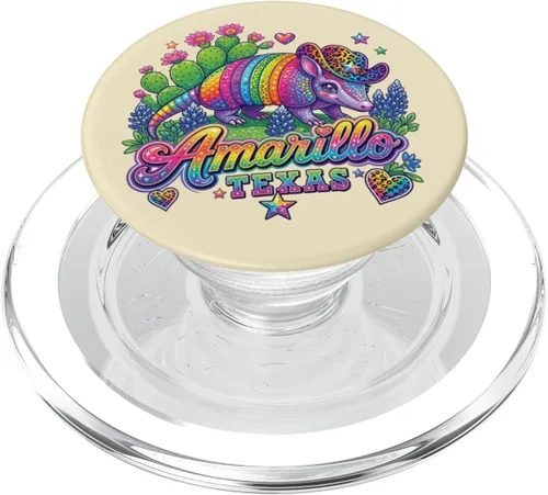 Miniatura 7 de Amarillo Texas Rainbow Armadillo Cowboy 80s Retro Souvenir PopSockets Adhesive PopGrip