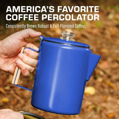 Miniatura 3 de COLETTI Bozeman Blue Percolator Cafetera — Cafeteras de Camping — La Percoladora Favorita para Camping — SIN Aluminio o Plástico [9 tazas, Azul]