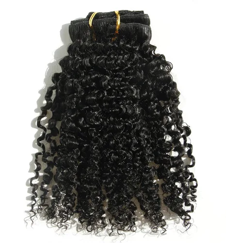Miniatura 4 de Ms Fenda Extensiones de cabello rizado afro 4B 4C con clip, cabello virgen brasileño Remy, color natural, 4.23 onzas, 7 unidades por juego
