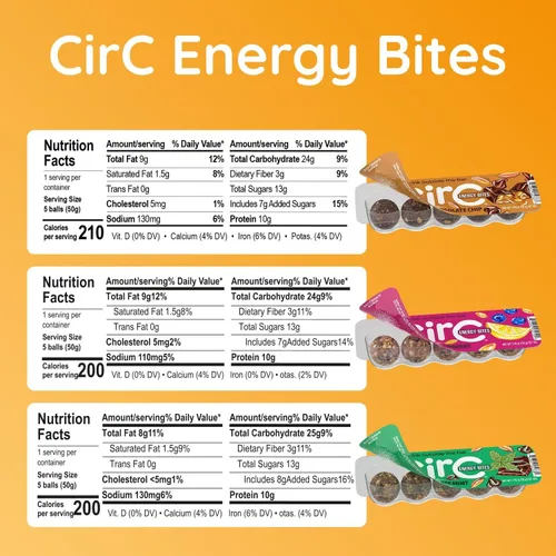 Miniatura 3 de CirC Protein Energy Bites - Paquete variado de bolas de proteína sin gluten, 0.35 onzas de proteína, snack de barra saludable para adultos y niños