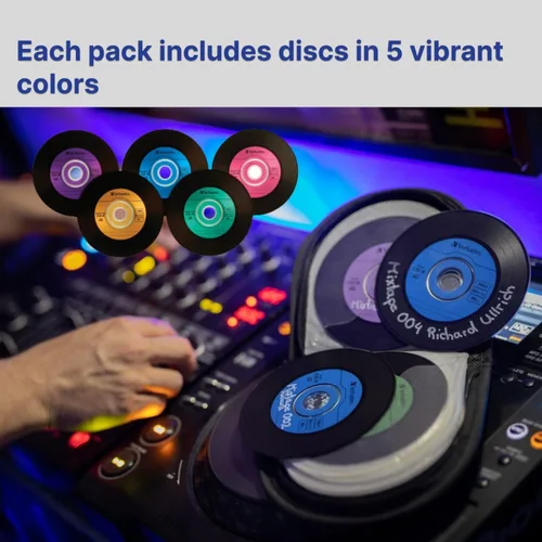 Miniatura 5 de Verbatim 94439 CD-R de 80 minutos, 52X, con superficie digital de vinilo. Paquete de 10 unidades en cajas estrechas. marcado Azul