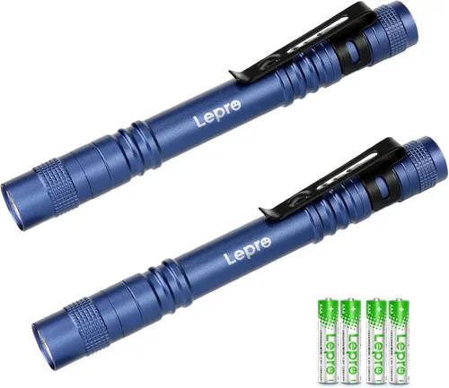 Miniatura 9 de Linternas LED Lepro en forma de bolígrafo, linterna de bolsillo mini impermeable y ligera con clip, paquete de 2 linternas pequeñas para inspección