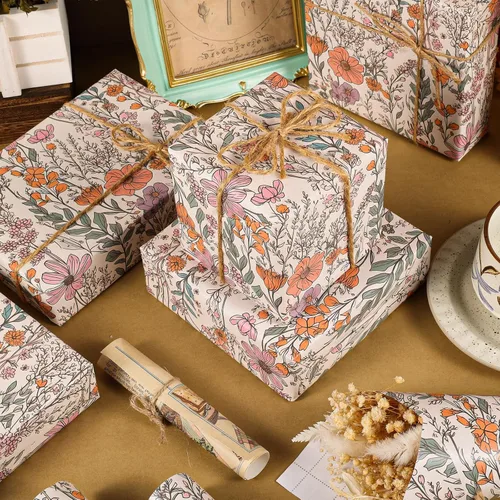 Miniatura 3 de Ywdbzjhs 1 rollo de papel de regalo de flores silvestres, 17 pulgadas x 33 pies, papel de regalo floral de jardín de flores silvestres