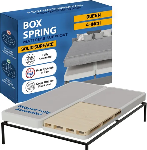 Miniatura 13 de Treaton, Unassembled Queen Bed – 2.5-Inch Wood Box Spring Only – Amish Made in USA – Quiet Noise Free - Replacement Mattress Foundation – Packed