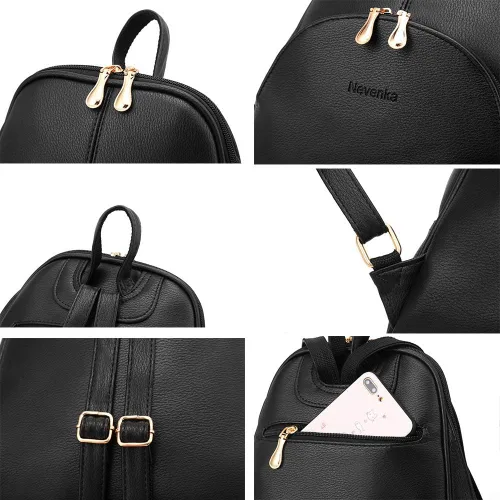 Miniatura 12 de Nevenka mochila informal estilo cartera de imitación cuero con cierre para mujer
