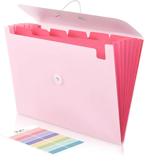 Miniatura 15 de SKYDUE Organizador de Archivos de Acordeón, Carpeta de Archivos Expandible con 7 Bolsillos, Organizador Portátil de Recibos, Papel de Facturas