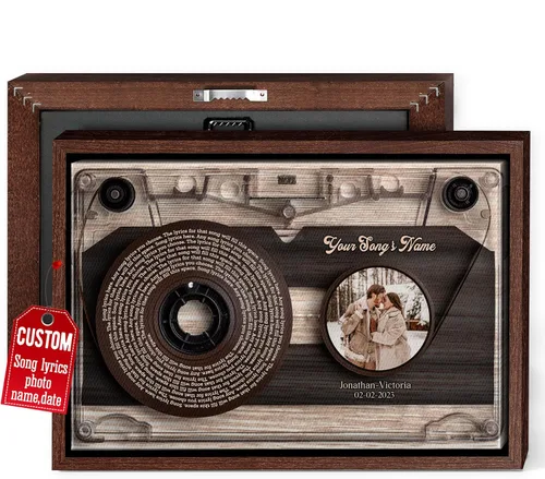 Miniatura 37 de H-DEWALL Regalos para marido de parte de la esposa, letras de canciones personalizadas con marco, discos de vinilo retro, decoración de pared