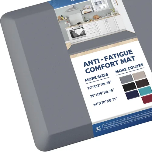 Miniatura 37 de KitchenClouds Alfombra de cocina acolchada anti fatiga, 17.3 x 60 pulgadas, impermeable, antideslizante, tapete de escritorio cómodo, para cocina