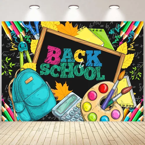 Miniatura 9 de Telón de fondo de pizarra negra para el regreso a clases, fondo de fotografía para el primer día de escuela, accesorios para cabina de fotos