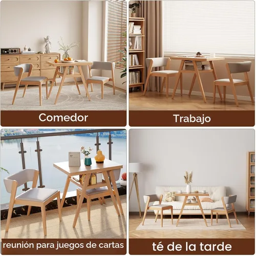 Miniatura 7 de AnywaysWood Soild - Juego de 2 sillas de mesa de madera con asiento acolchado, mesa de comedor con sillas para cocina, comedor, patio, taberna