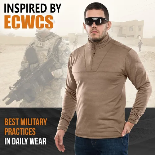 Miniatura 5 de M-Tac Thermal Shirt for Men Grid Fleece Lined Base Layer Compression Top for Cold Weather ECWCS Delta Level 2