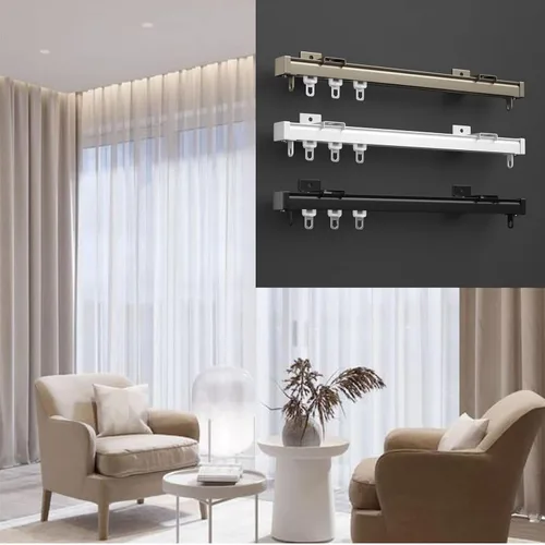 Miniatura 2 de Heavy Duty Silent Curtain Rail - 2MM Thick Aluminium Sliding Track, Ceiling or Wall Mounted, Includes Accessories - Perfect for Room Dividers & White