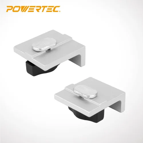 Miniatura 2 de POWERTEC 71799 Kit de parada en T, incluye 2 topes largos, 2 topes cortos, 2 paradas en línea, bloque de tope de pista en T para carpintería en T