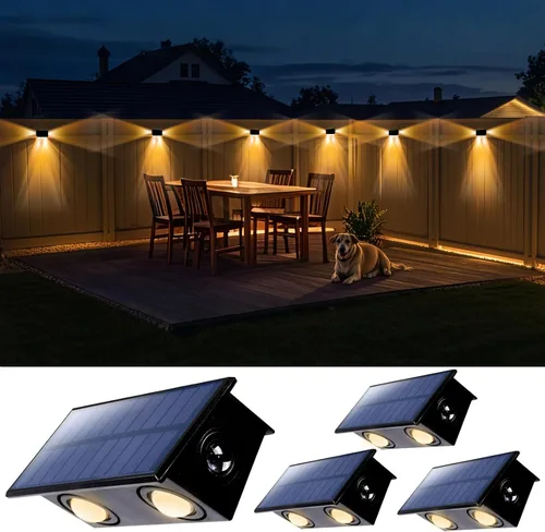 Luces de Valla Solares Impermeables para Exteriores de 3 Lados LED para Pared y Paisajismo para Patio, Terraza, Patio, Barandilla, Garaje, Piscina,