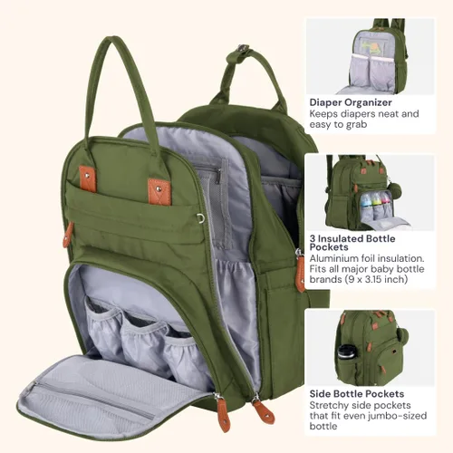Miniatura 16 de BabbleRoo - Mochila para pañales - Bolso de viaje con artículos esenciales para bebés - Mochila multifunción resistente al agua, bolso de viaje