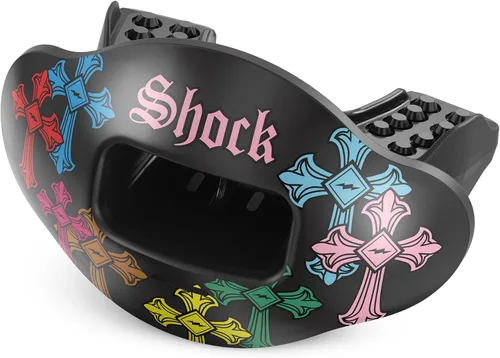 Shock Doctor Protector de labios, protector bucal para adultos y jóvenes con correa, boquilla de fútbol transpirable de apertura ancha para jóvenes