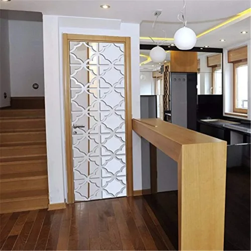Miniatura 3 de Adhesivos de pared de espejo 3D, 4 piezas de calcomanías de pared de arte de cristal acrílico, autoadhesivas, espejo extraíble, azulejos de pared