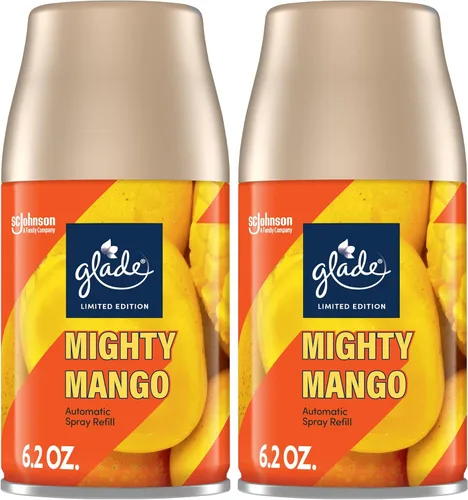 Glade Repuesto automático en aerosol, Mighty Mango, ambientador perfumado para el hogar y el baño, 6.2 onzas, 2 unidades