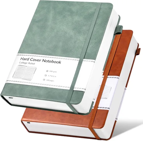 Miniatura 22 de CAGIE Cuaderno rayado, 320 páginas cuaderno rayado grueso para la universidad, papel de 100 g/m², diarios de tapa dura de cuero A5 para escribir Azul