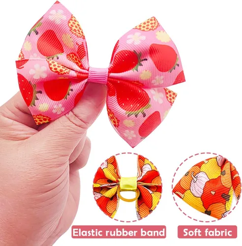 Miniatura 3 de 24 piezas/12 pares 10 cm Lazos para el pelo de perro grande con fruta de verano para perros de raza grande Bandas elásticas Lazo de pelo de perra
