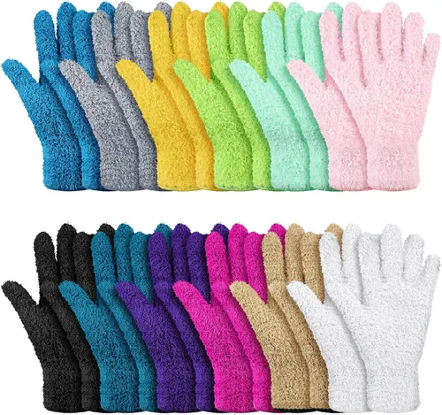 Patelai 12 pares de guantes de microfibra para limpiar plantas de interior, persianas, muebles, casa (colores surtidos, medianos)