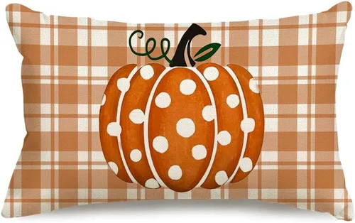 Miniatura 12 de RABUSOFA Dark Blue Polka Dot Pumpkin Fall Pillow Covers,Seasonal Autumn Thanksgiving Decorative Throw Pillows Fall Decorations for Home Couch Decor