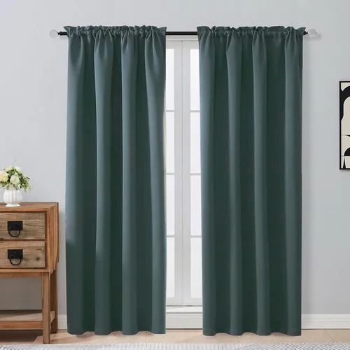 Miniatura 224 de OVZME Cortinas opacas turquesa para tratamiento de ventanas pequeñas, cortinas cortas con bloqueo de luz para ventana de cocina sobre el fregadero