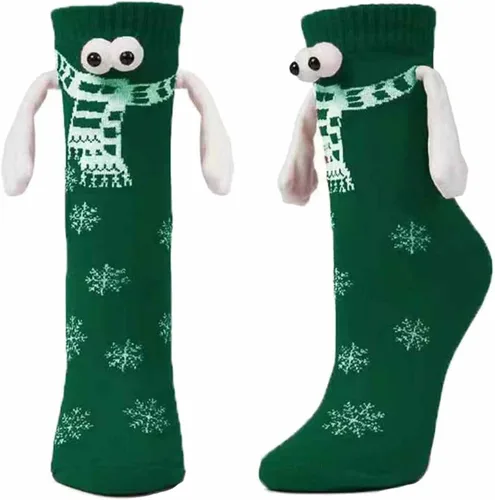 BINPURE Calcetines de mano a mano de Navidad tomados de la mano calcetines pares calcetines de mano magnéticos calcetines de tubo medio calcetines