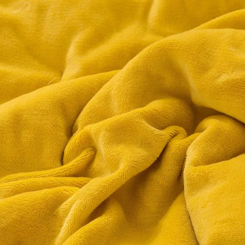 Miniatura 4 de Wellboo Juegos de Edredones de Terciopelo Amarillo Mostaza Tamaño King Sólido Esponjoso Ropa de Cama de Cúrcuma Edredones Lisos Amarillo Oscuro