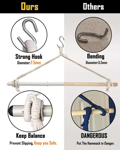 Miniatura 3 de Silla de columpio con cuerda colgante Lulladle - Silla de hamaca para dormitorios - Silla de columpio para interior - Silla colgante para exterior