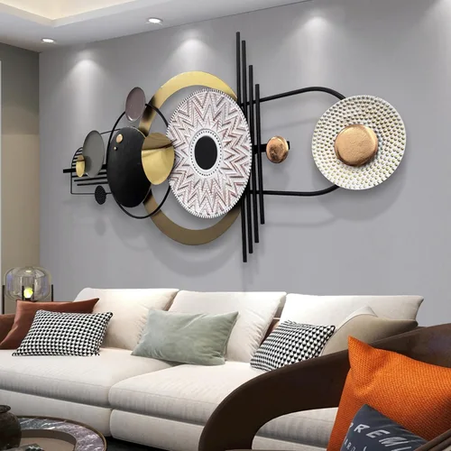 ERMOFAV Decoración de Pared, Arte de Pared Geométrico Circular de Metal Moderno y Creativo, 59x24 Pulgadas Grandes Esculturas de Pared de Metal con