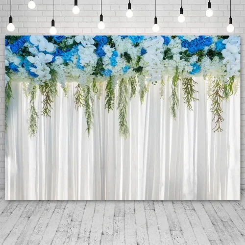 Miniatura 2 de Sendy Cortinas de fondo de pared de flores blancas de 10 x 7 pies para fiestas, fondo de fotografía, boda, despedida de soltera, baby shower
