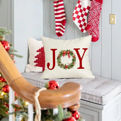 Miniatura 3 de RABUSOFA Fundas de Almohada de Navidad 18x18, Fundas de Almohada para Decoraciones Navideñas al Aire Libre, Fundas de Almohada Decorativas