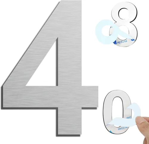Miniatura 23 de Números de casa autoadhesivos – Números de puerta de acero inoxidable de 6 pulgadas para exteriores – Número de casa grande y moderno, número