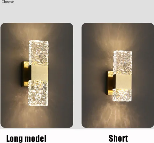Miniatura 6 de Modernos apliques de pared de cristal, lámpara de pared con acabado de color dorado mate, iluminación de pared de cristal con pantalla de vidrio