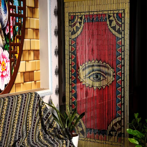 Miniatura 4 de TACHILC Cortina de cuentas para puerta – Cortina bohemia de cuentas para puerta, 35.5 x 78 pulgadas, 90 cuerdas, diseño de ojos pintado a mano