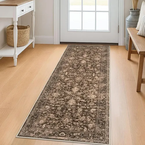 Miniatura 82 de KILOCOCO Alfombra lavable de 2 x 3 para entrada, estampado floral vintage, suave, antideslizante, azul, alfombras de cocina, tapete