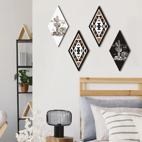 Miniatura 3 de CHDITB Decoración de pared de cactus, letrero de madera azteca, decoración de pared con temática natural, arte de pared moderno para oficina, hogar