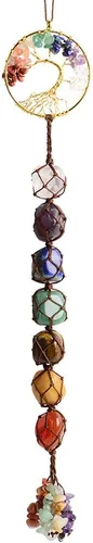 Árbol de la vida de cristal curativo de 7 chakras para colgar en la pared, decoración de interiores, decoración de ventanas, meditación de yoga