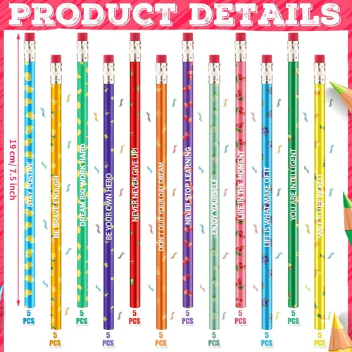 Miniatura 2 de Gersoniel 24 piezas de lápices perfumados a granel para niños, lápices de grafito de madera con olor a fruta, inspiradores, motivacionales, lindos