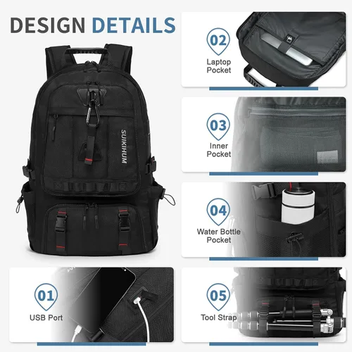 Miniatura 3 de Mochila de viaje de 45 litros aprobada por la TSA con compartimento para zapatos y separación en seco y húmedo, bolsa para laptop de 18.4 pulgadas