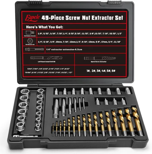 Miniatura 8 de Eapele Juego de extractor de tornillos, enchufes giratorios para quitar tuercas peladas, se ajusta a unidad cuadrada de 3/8 pulgadas con estuche