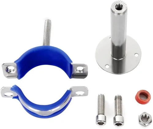 Miniatura 4 de 2 ganchos de abrazadera de tubo de acero inoxidable 304, soporte de tubo ajustable de 3.937-5.906 in con tornillos, para tubo de 1.496-1.575 in