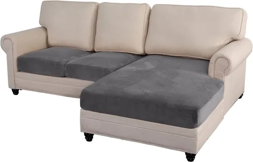 Miniatura 34 de MIFXIN Fundas para sofá modular, 3 piezas, funda de asiento de sofá de terciopelo elástico en forma de L, funda de cojín separada, protector